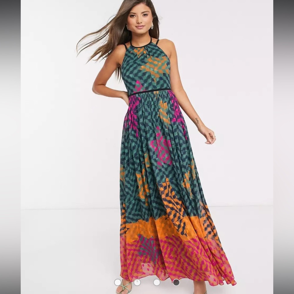 🎉HP🎉 Ted Baker London Zohzoh Pinata‎ Maxi High Neck Dress - Olive Size 3